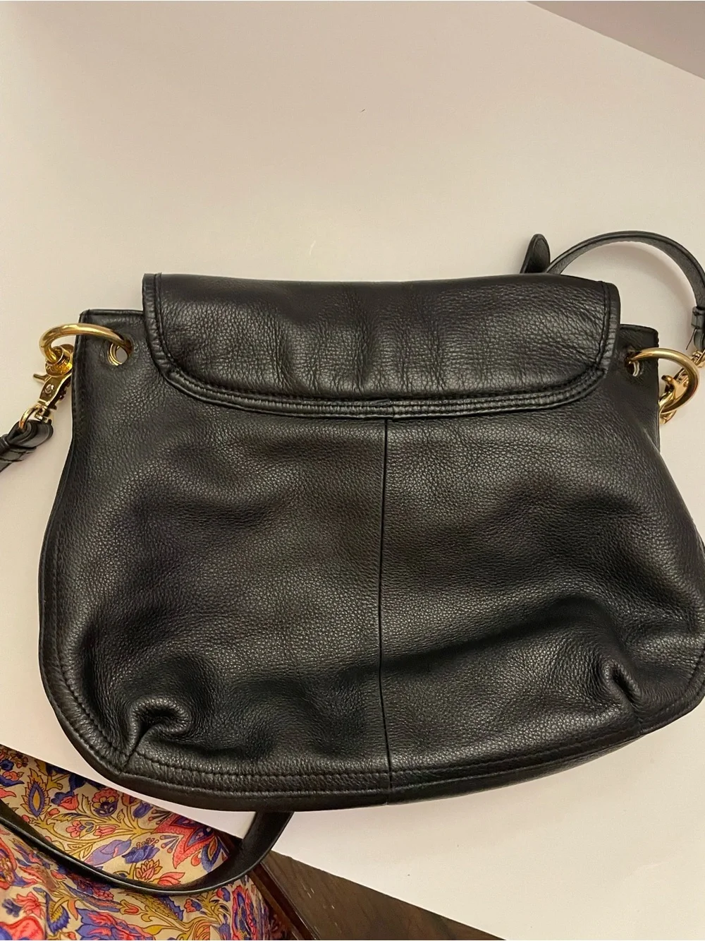 Tory Burch Black Leather Logo Crossbody with Gold-Tone Studs